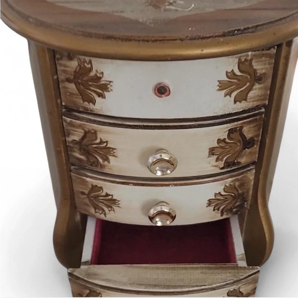 Vintage Musical Jewelry Box Chest 4 Drawer Wind Up Lara’s Theme